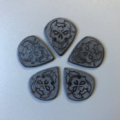 Mathas Guitars - "JAZZ-X" - Guitar Picks - 1.5 mm - Black - "SKÜLLANON / CLASSIC EMBLEM" - Engraved - Double-Sided Logos