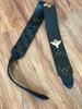 Mathas Guitars - Leather Guitar Strap - Guitar Straps - Brandish Your Axe - Live Sharp Shred Hard - Sküllanon - Skullduggery - Flight To Fight - Black Gold - Les Paul