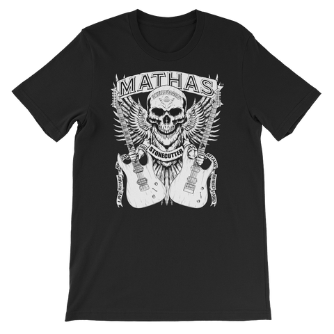 Mathas Guitars - Tee - T-Shirt - TShirt - Shirt - Streetwear - Live Sharp Shred Hard - Skül Sprt - Skullduggery - Flight To Fight